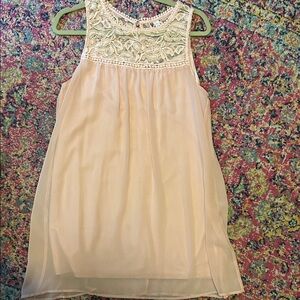Blush Pink Sleeveless Lace Mini Dress